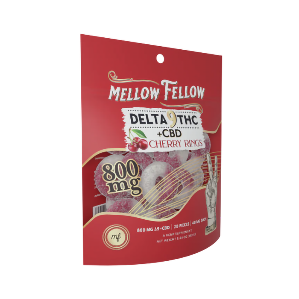 MELLOW FELLOW D9 THC +CBD 800MG GUMMIES - CHERRY RINGS