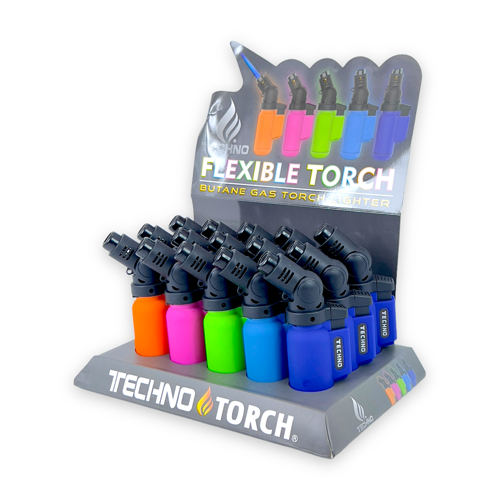 TECHNO NEON RUBBER FINISH FLEXIBLE TORCH LIGHTER