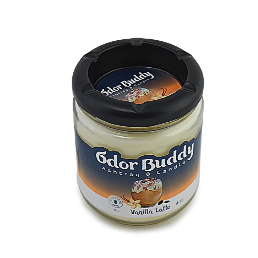 ODOR BUDDY ASHTRAY & CANDLE 12OZ - VANILLA LATTE