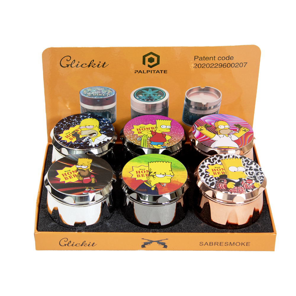 CLICKIT CARTOON PRINTED LARGE METAL GRINDER - ASSORTED