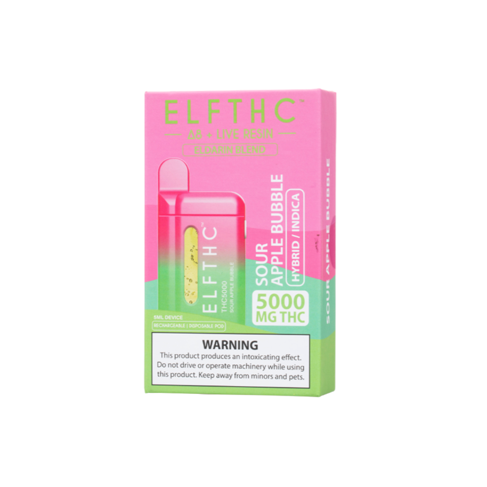 ELF THC ELDARIN BLEND 5000MG DISPOSABLE HYBRID/INDICA - SOUR APPLE BUBBLE