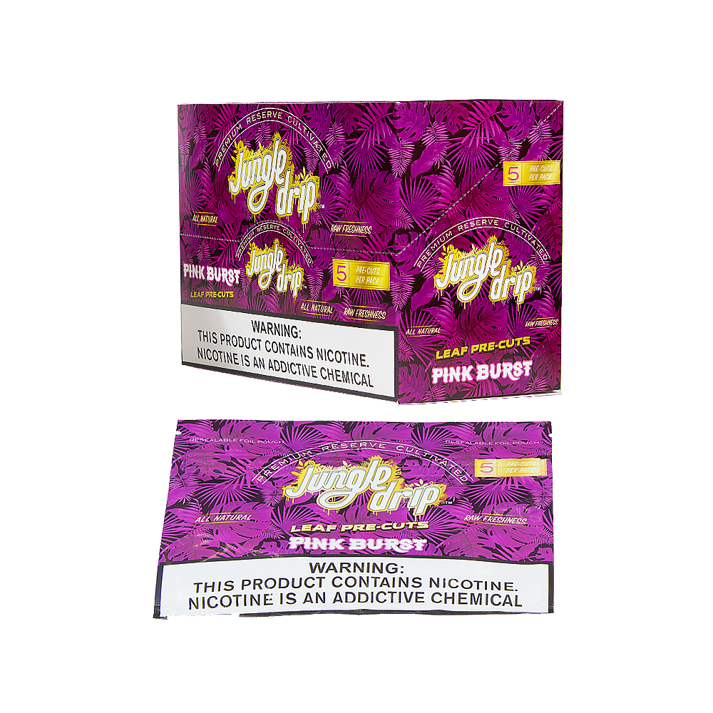 JUNGLE DRIP LEAF PRECUT 5/PK CIGAR WRAPS - PINK BURST