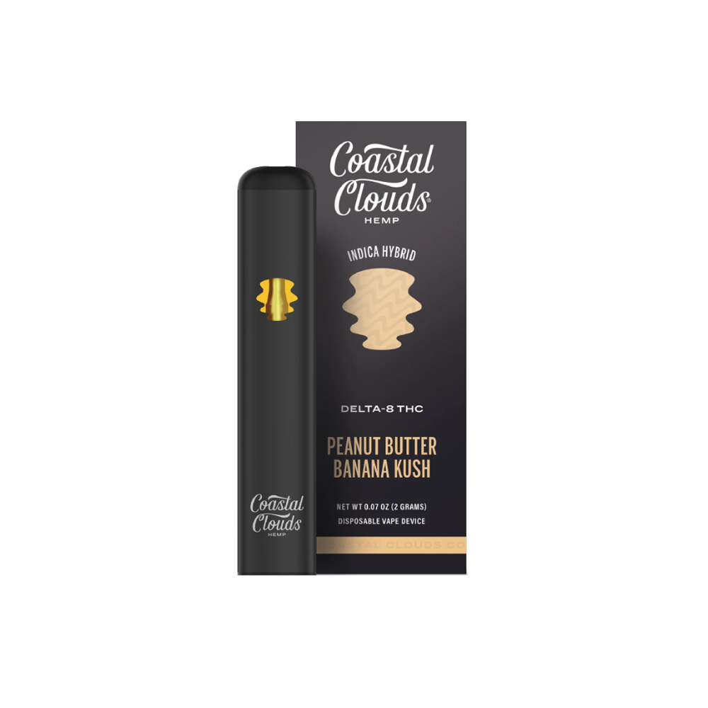 COASTAL CLOUDS D8THC 2G DISPOSABLE INDICA/HYBRID - PEANUT BUTTER BANANA KUSH