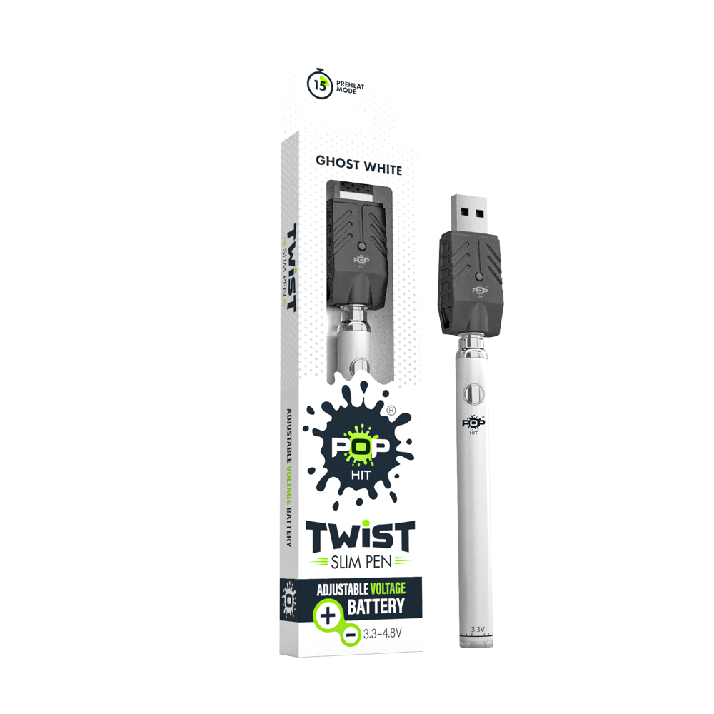 POP HIT TWIST SLIM 320MAH PEN - GHOST WHITE