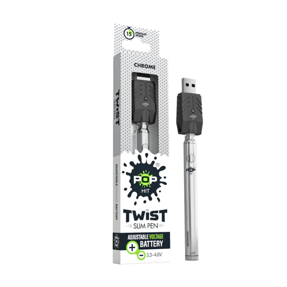 POP HIT TWIST SLIM 320MAH PEN - CHROME
