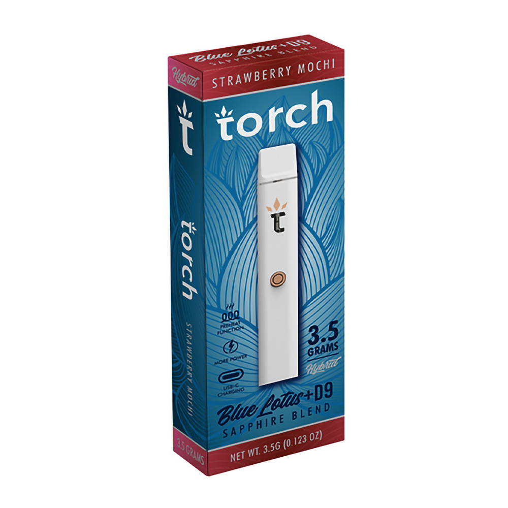 TORCH BLUE LOTUS + D9 3.5G SAPPHIRE BLEND DISPOSABLE HYBRID - STRAWBERRY MOCHI