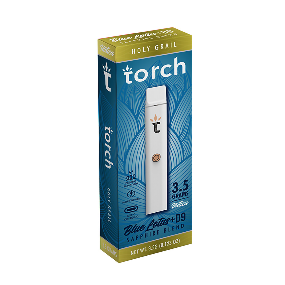 TORCH BLUE LOTUS + D9 3.5G SAPPHIRE BLEND DISPOSABLE INDICA - HOLY GRAIL