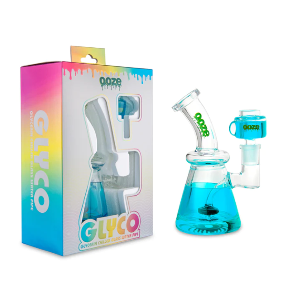 OOZE GLYCO GLASS WATER PIPE - AQUA TEAL