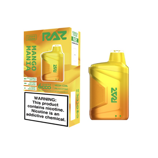 RAZ 5% NIC 6000PUFFS DISPOSABLE - MANGO MANIA