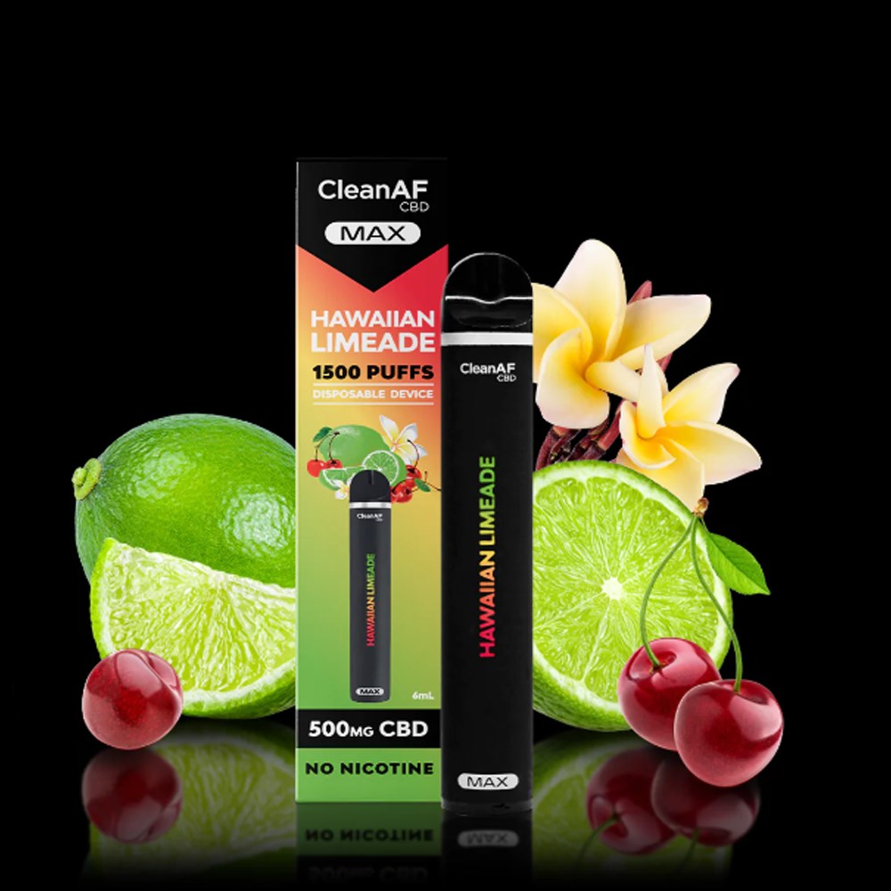 CLEANAF MAX CBD 1500PUFFS 500MG DISPOSABLE - HAWAIIAN LIMEADE