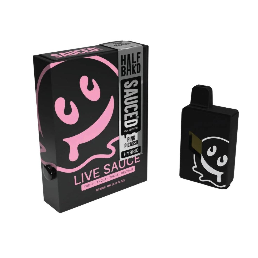 HALF BAK'D LIVE RESIN SAUCE'D D9/THCA/THCB/THCP 4G DISPOSABLE HYBRID - PINK PICASSO