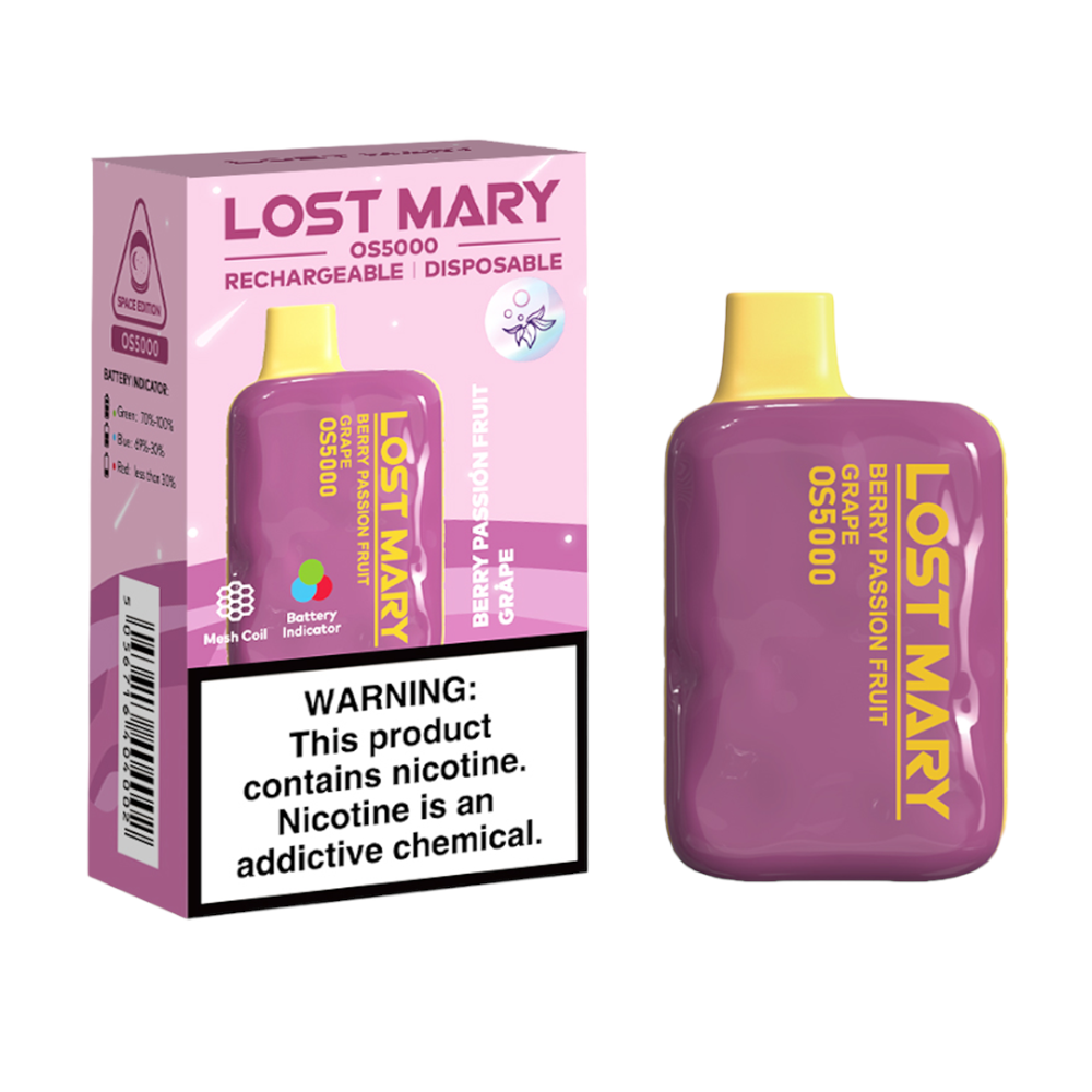 LOST MARY OS5000 5% NIC DISPOSABLE - BERRY PASSION FRUIT GRAPE
