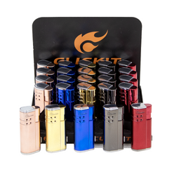 CLICKIT FLIP TOP TRIPLE TORCH LIGHTER W/ CIGAR PUNCHER