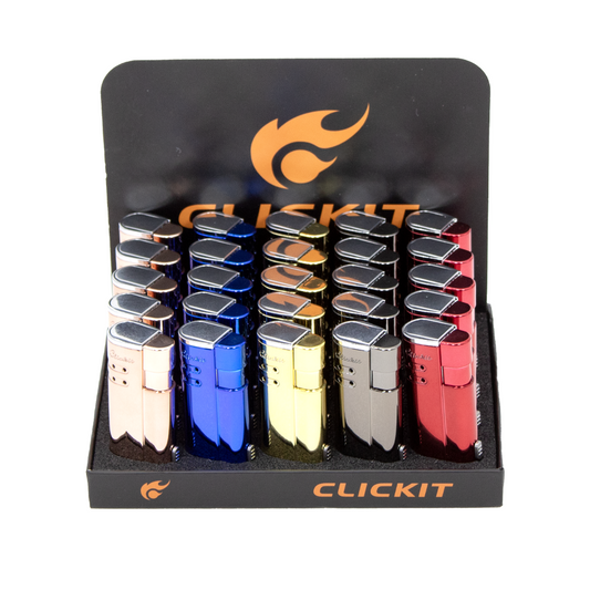 CLICKIT FLIP TOP TRIPLE TORCH LIGHTER W/ CIGAR PUNCHER