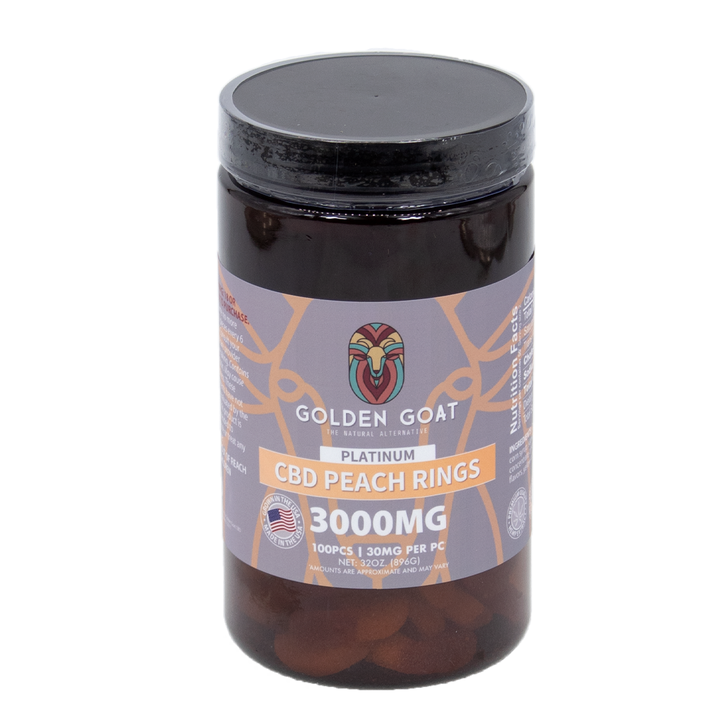 GOLDEN GOAT 3000MG GUMMIES - PEACH RINGS