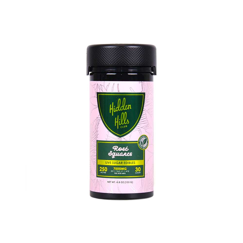 HIDDEN HILLS LIVE SUGAR D9 7500MG GUMMIES - ROSE SQUARES