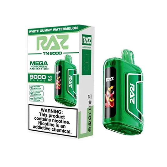 RAZ 5% NIC 9000PUFFS DISPOSABLE - WHITE GUMMY WTRMLN