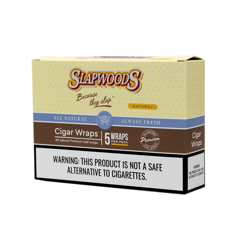 SLAPWOODS 5/PK BLOOD SHOT CIGAR WRAPS - NATURAL
