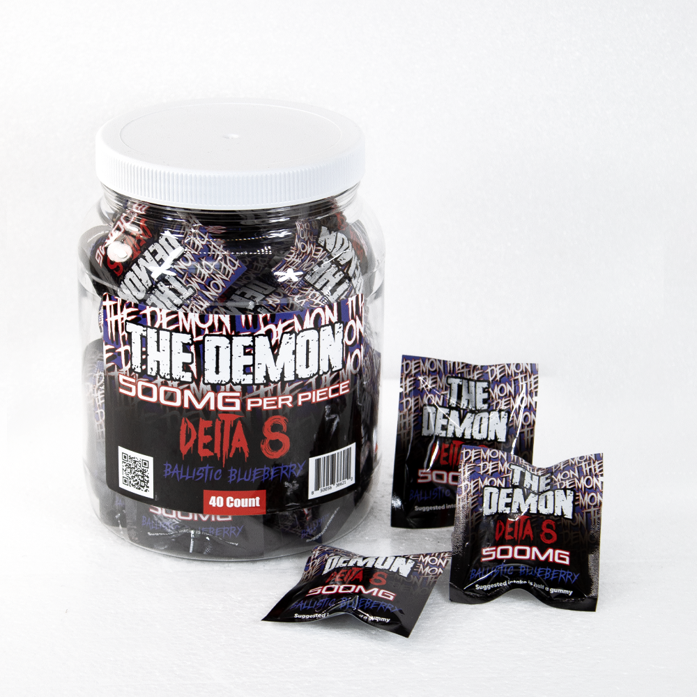 THE DEMON D8 500MG GUMMIES JAR - BALLISTIC BLUEBERRY
