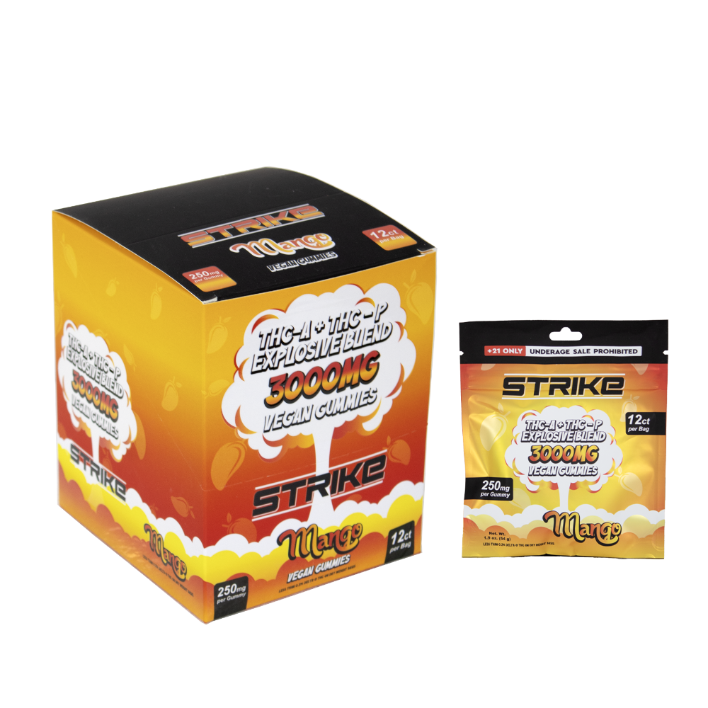 STRIKE THCA/THCP BLEND 3000MG VEGAN 12CT GUMMIES - MANGO