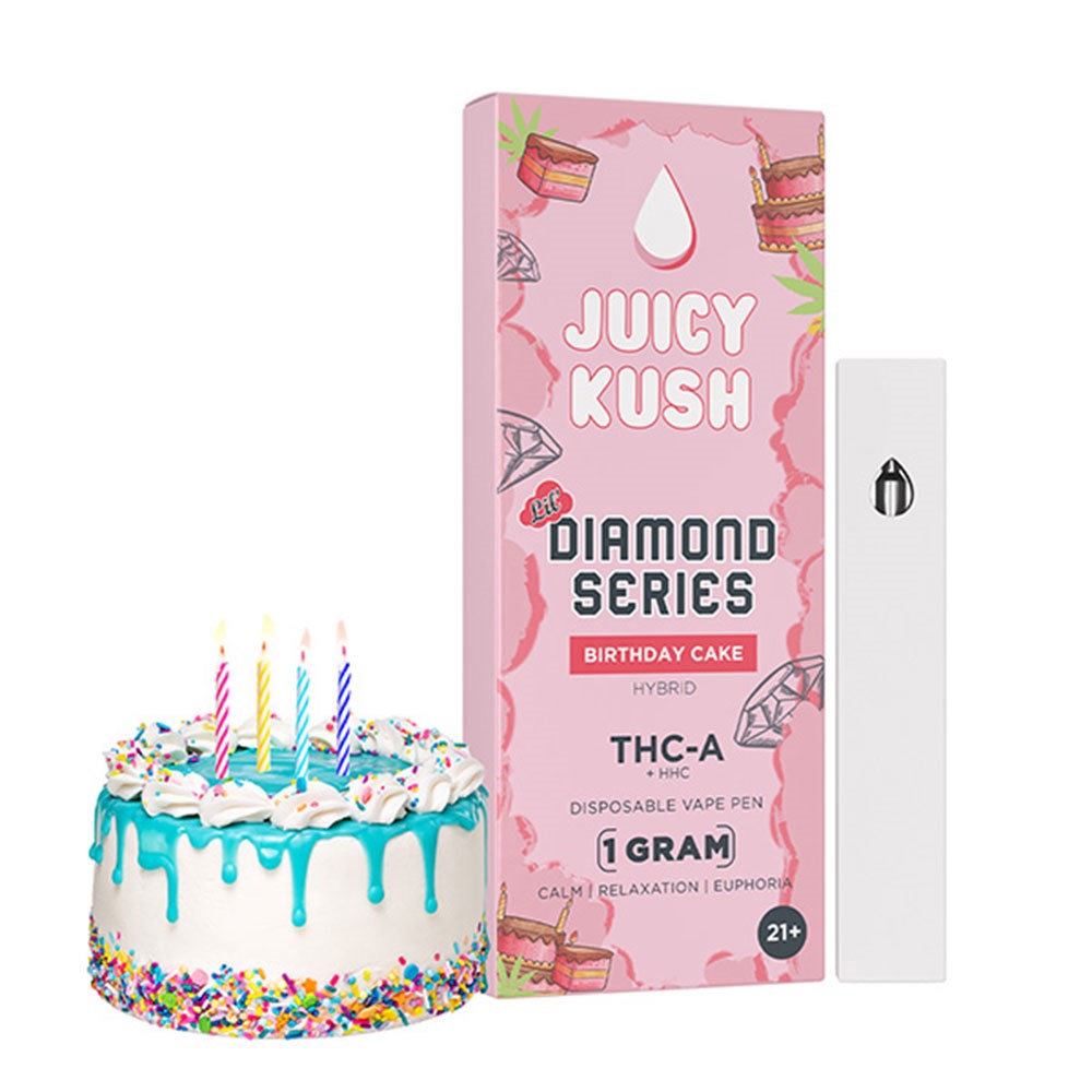 JUICY KUSH THCA /D8 LIVE RESIN 1G DISPOSABLE HYBRID - BIRTHDAY CAKE
