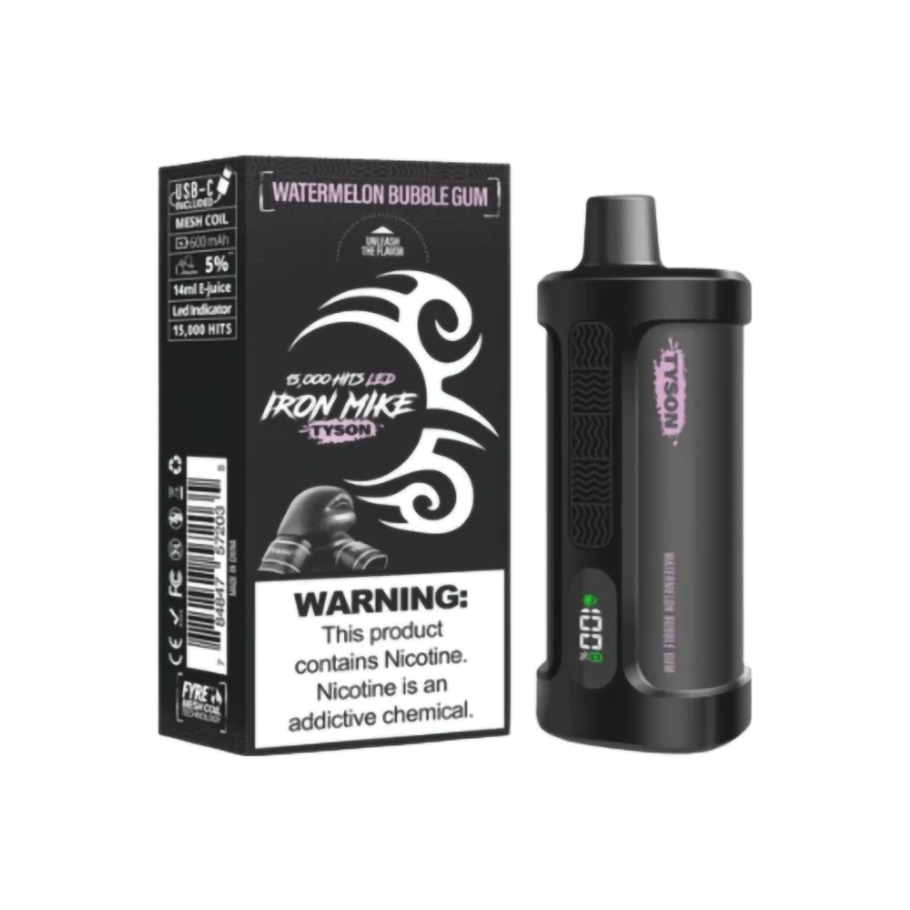 TYSON IRON MIKE 5%NIC 15000PUFFS DISPOSABLE - WATERMELON BUBBLEGUM