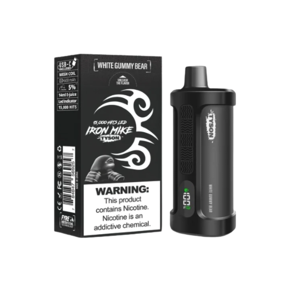 TYSON IRON MIKE 5%NIC 15000PUFFS DISPOSABLE - WHITE GUMMY BEAR