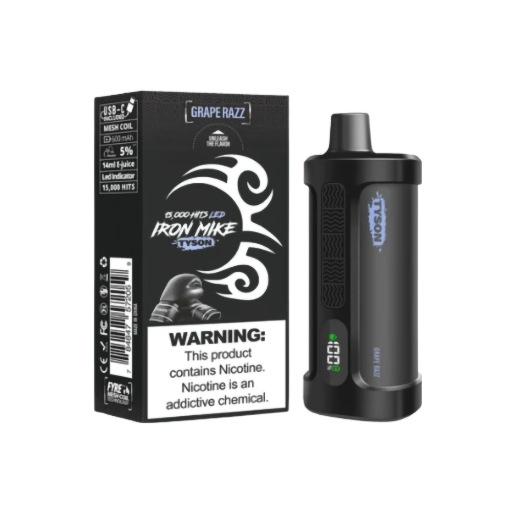 TYSON IRON MIKE 5%NIC 15000PUFFS DISPOSABLE - GRAPE RAZZ