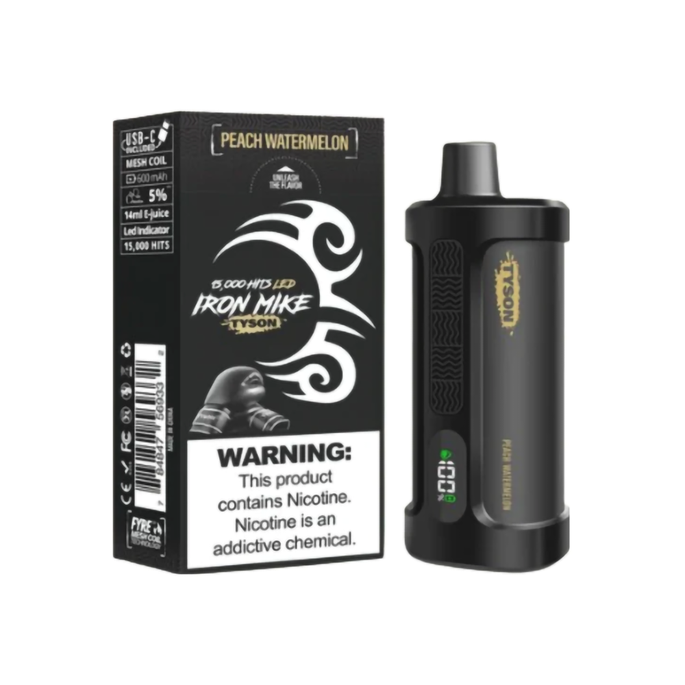TYSON IRON MIKE 5%NIC 15000PUFFS DISPOSABLE - PEACH WATERMELON