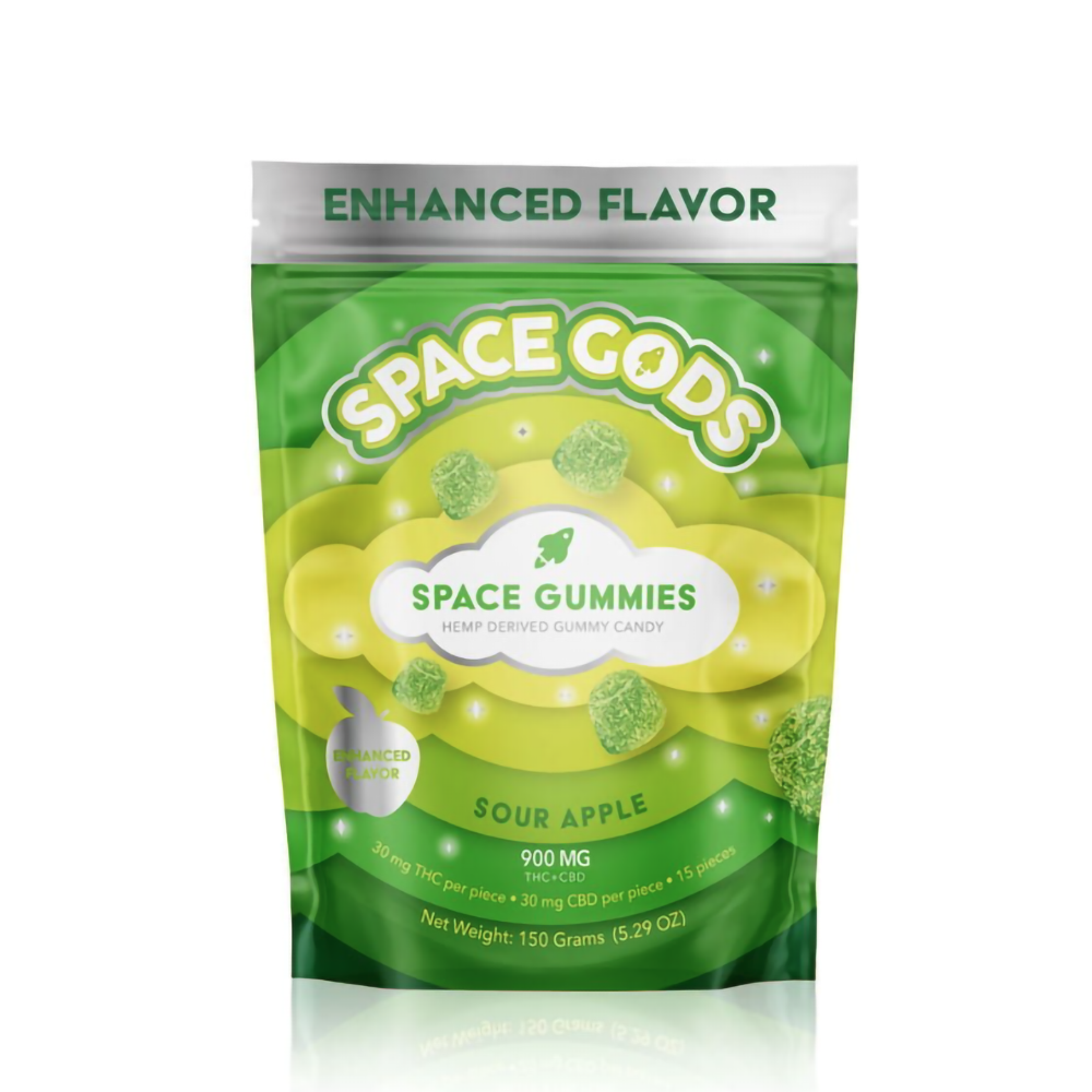SPACE GODS D9 THC+CBD 900MG 15CTS SPACE GUMMIES - SOUR APPLE
