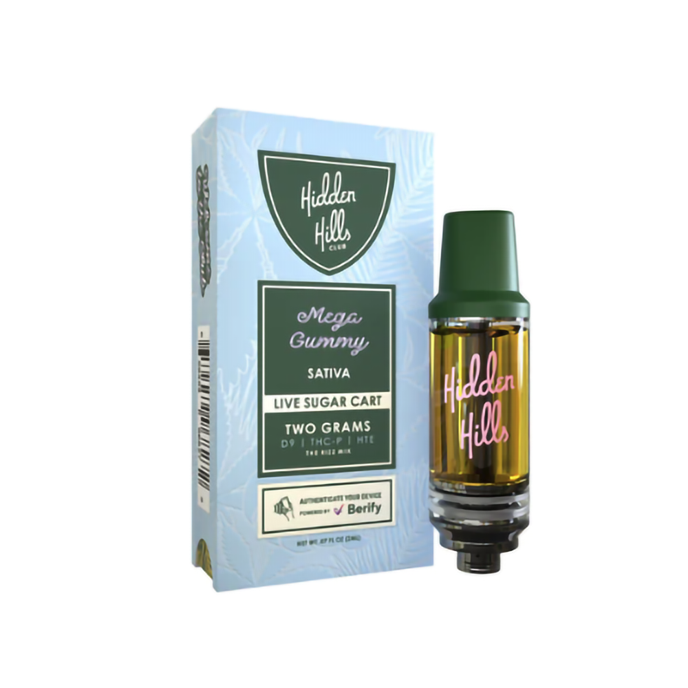 HIDDEN HILLS LIVE SUGAR D9/THCP/HTE 2G CARTRIDGE - MEGA GUMMY
