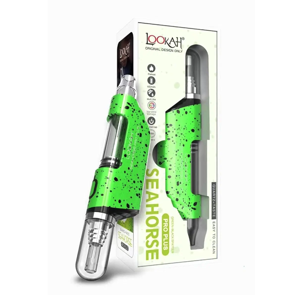 LOOKAH SEAHORSE PRO PLUS SPATTER 650 mAh DAB PEN VAPORIZER - GREEN BLACK