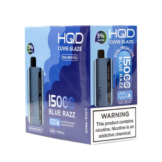 HQD CUVIE GLAZE 15000PUFFS 5% NIC DISPOSABLE - BLUE RAZZ