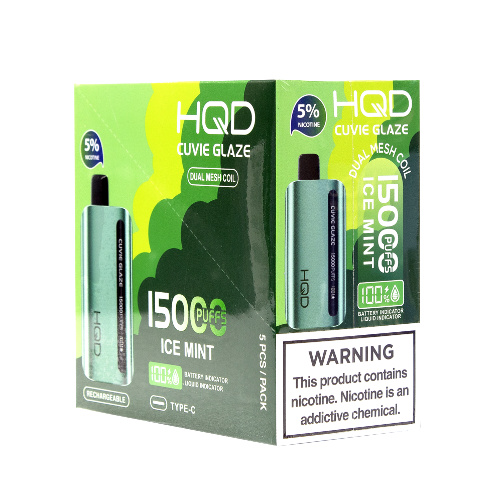 HQD CUVIE GLAZE 15000PUFFS 5% NIC DISPOSABLE - ICE MINT