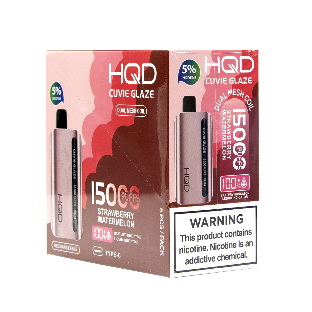 HQD CUVIE GLAZE 15000PUFFS 5% NIC DISPOSABLE - STRAW WATERMELON