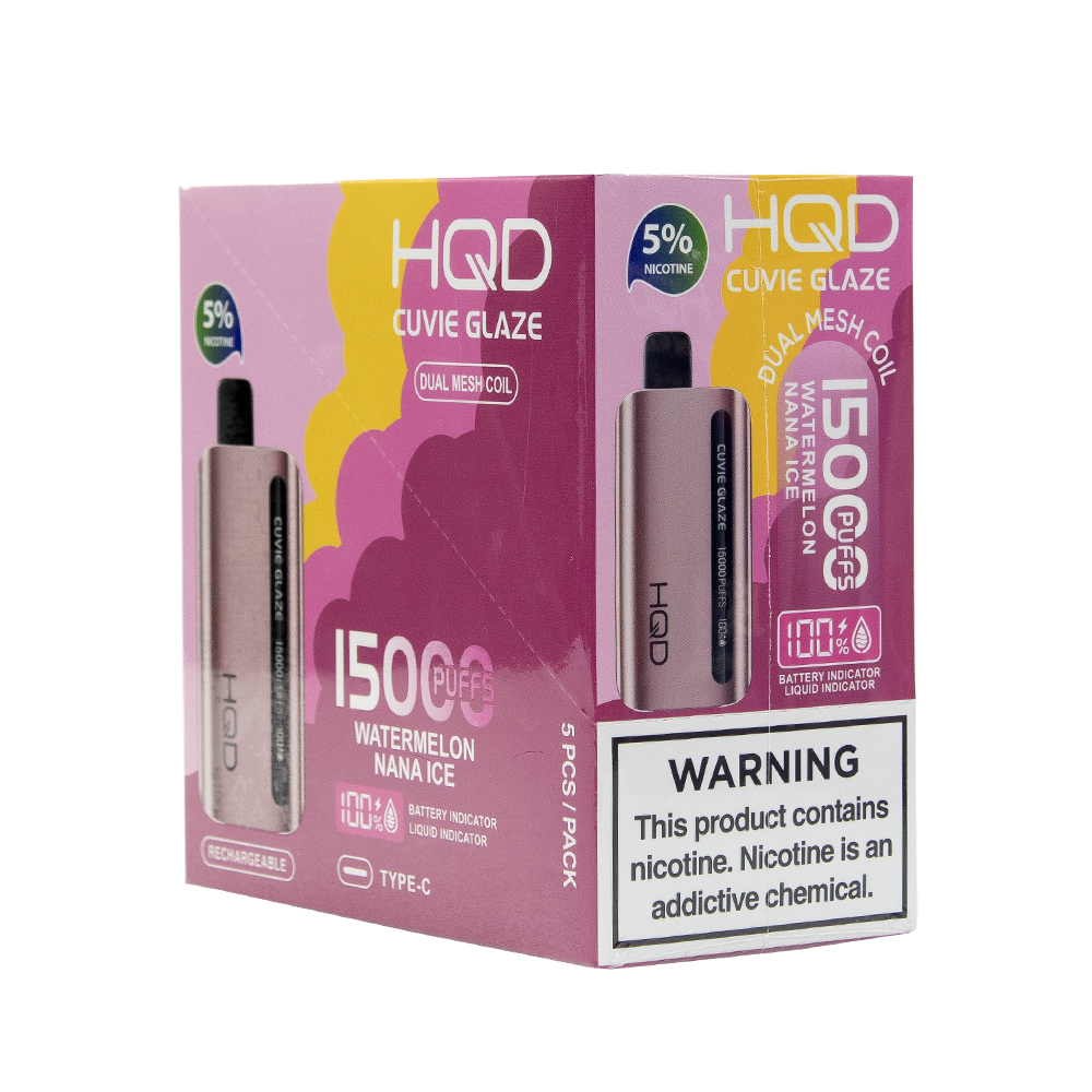 HQD CUVIE GLAZE 15000PUFFS 5% NIC DISPOSABLE - WATERMELON NANA ICE