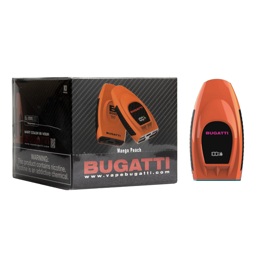 BUGATTI 5% NIC 9000 PUFFS DISPOSABLE - MANGO PEACH