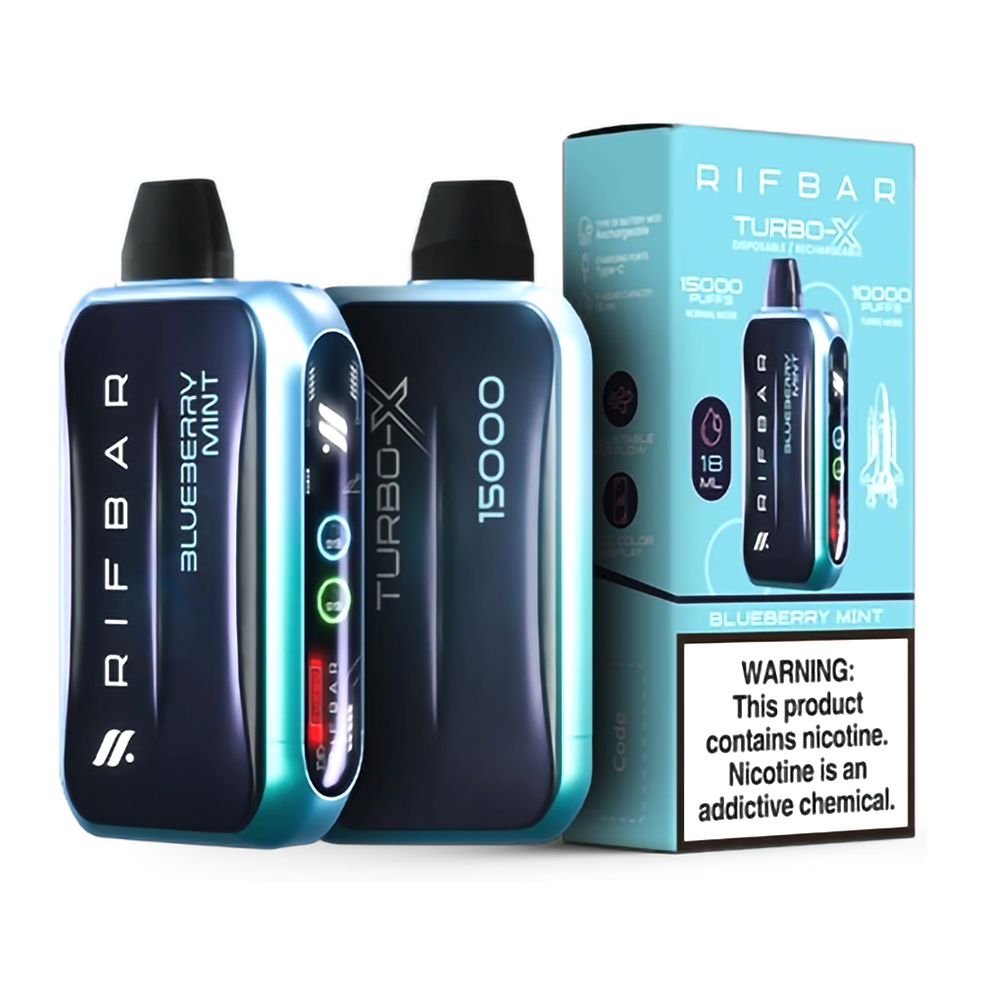 RIFBAR TURBO X 5% 15000 PUFFS DISPOSABLE - BLUEBERRY MINT