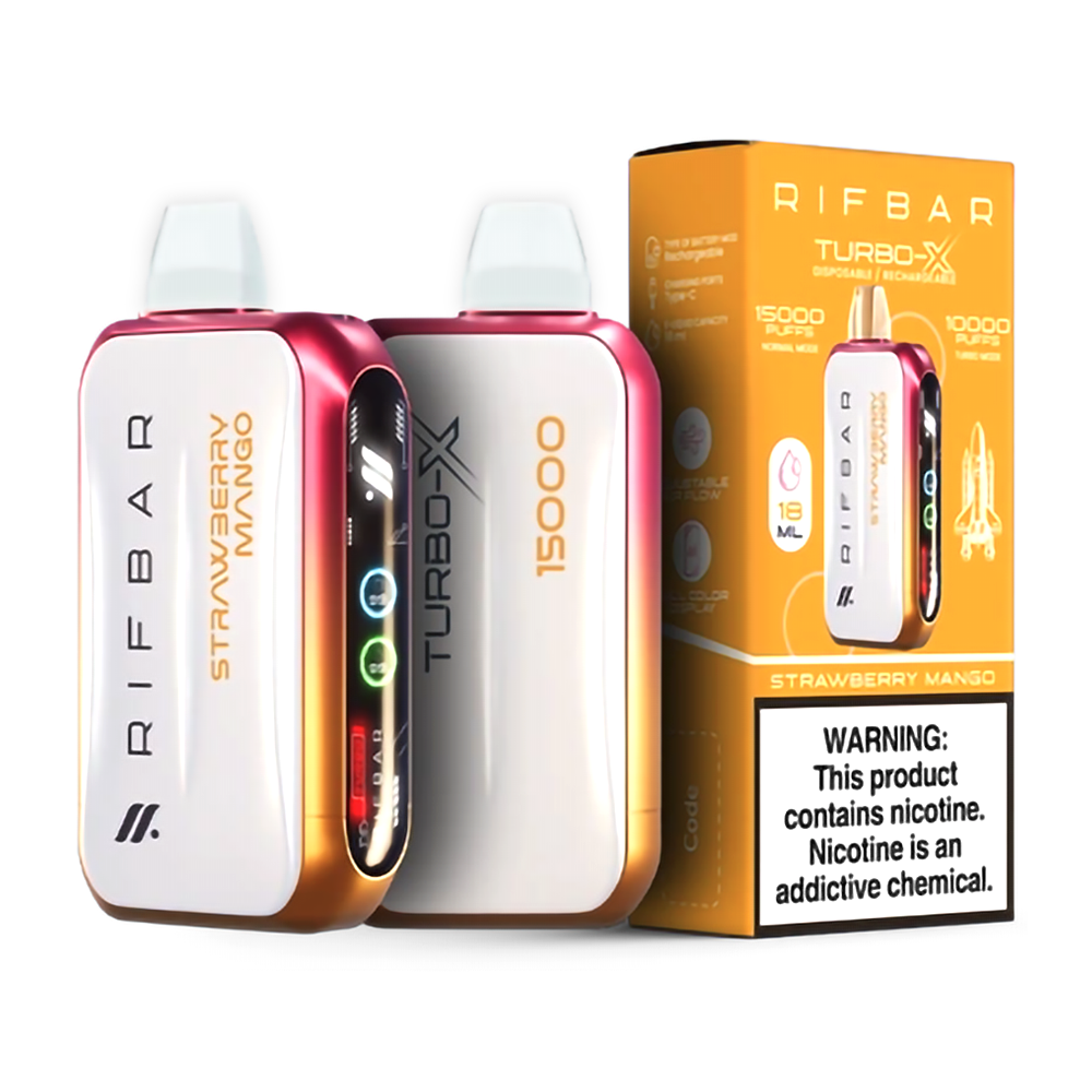 RIFBAR TURBO X 5% 15000 PUFFS DISPOSABLE - STRAW MANGO