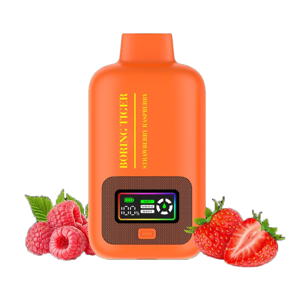 BORING TIGER 5% 25000PUFF DISPOSABLE - STRAW RASPBERRY