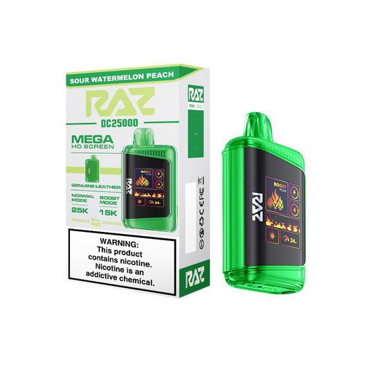 RAZ 5% 25000PUFF DISPOSABLE- SOUR WATERMELON PEACH