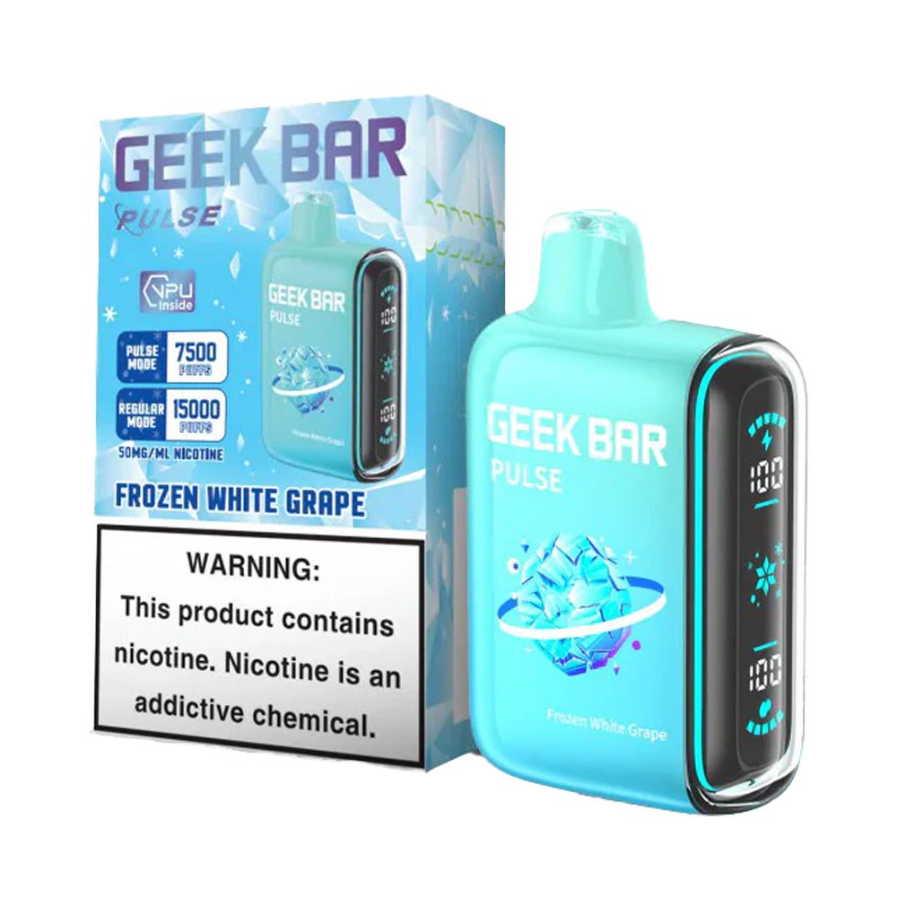 GEEK BAR PULSE 5% NIC 15000 PUFFS DISPOSABLE - FROZEN WHITE GRAPE