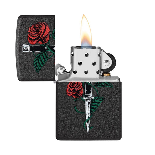 ZIPPO 236 ROSE DAGGER TATTOO DESIGN LIGHTER