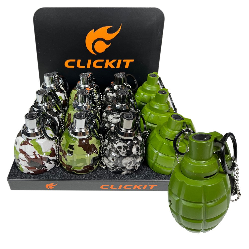 CLICKIT LARGE GRENADE FLAME TORCH W/ SOUND