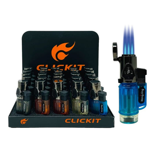 CLICKIT TRIPLE TORCH - TRANSPARENT