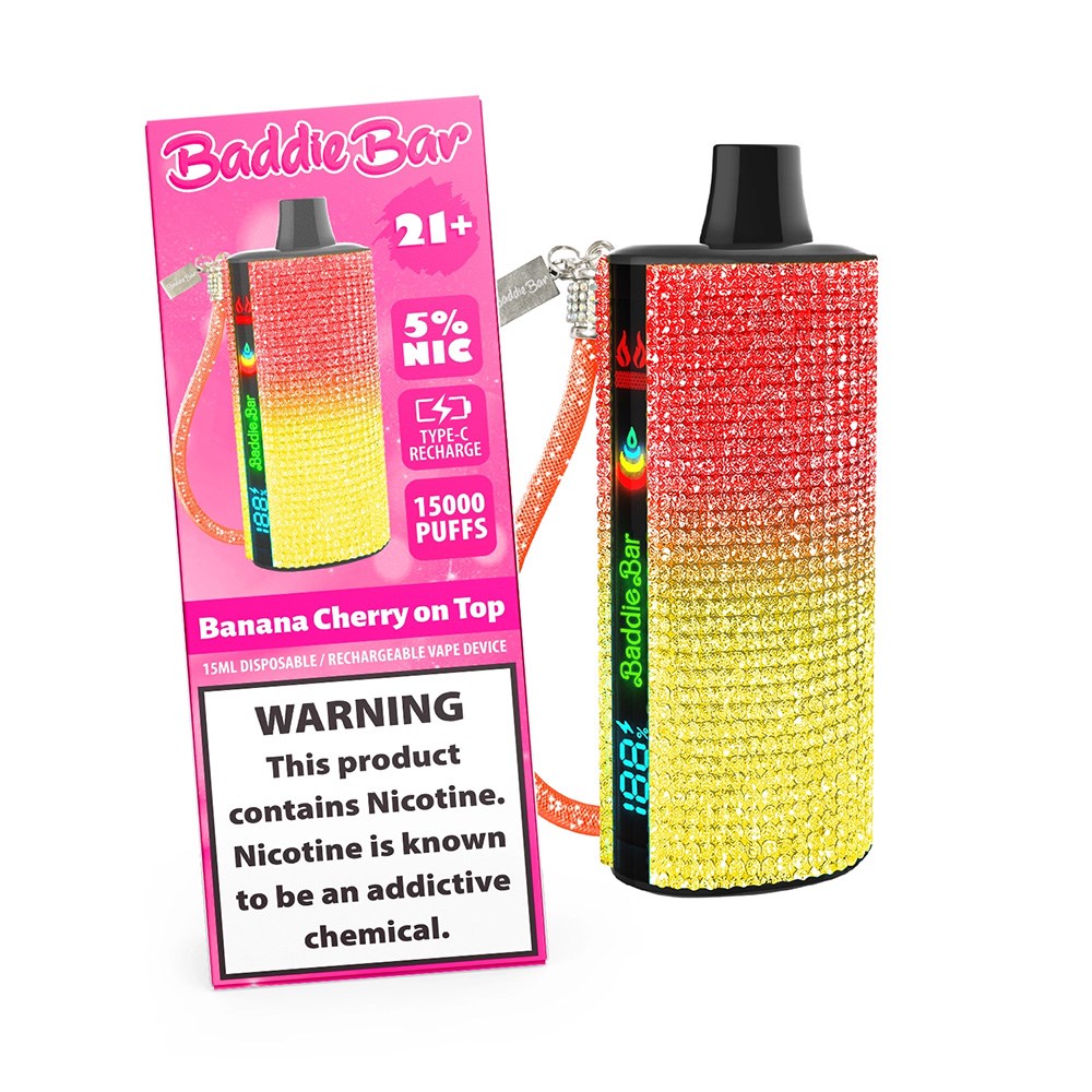 BADDIE BAR 5% NIC 15000PUFFS DISPOSABLE - BANANA CHERRY ON TOP