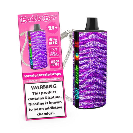 BADDIE BAR 5% NIC 15000PUFFS DISPOSABLE - RAZZLE DAZZLE GRAPE