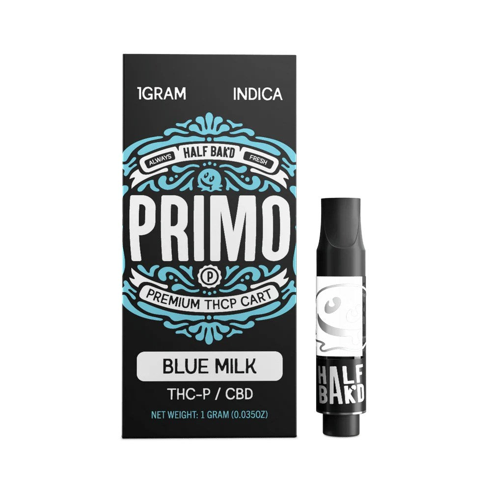 HALF BAK'D PRIMO THCP/CBD 1G CARTRIDGE INDICA - BLUE MILK