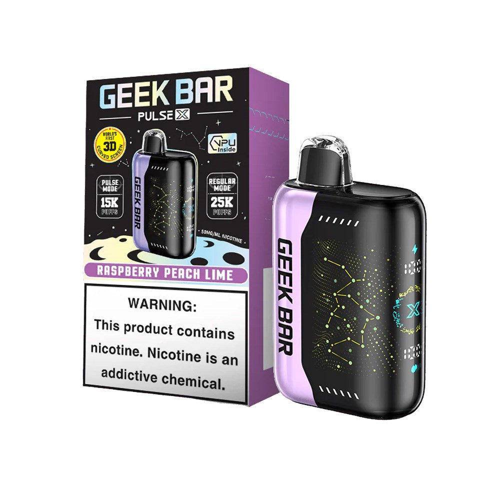 GEEK BAR PULSE X 5% NIC 25000 PUFFS DISPOSABLE - RASPBERRY PEACH LIME