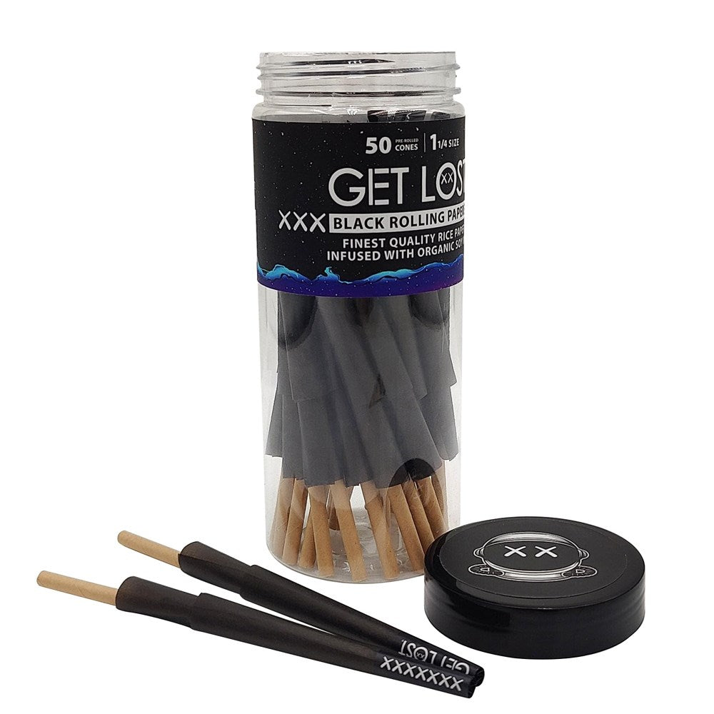 GET LOST BLACK 1 1/4" PRE ROLLED CONES